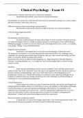 Clinical Psychology - Exam &num;1