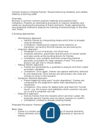 Summary - The Content Analysis of Media Frames&colon; Toward Improving Reliability and Validity Matthes & Kohring 2008
