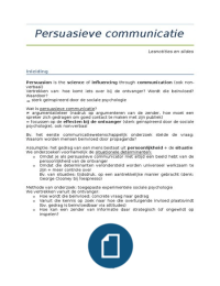 Samenvatting Persuasieve communicatie (slides, lesnotities en ex-cursussen)