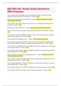RIO BIO 201 Study Guide Questions With Answers