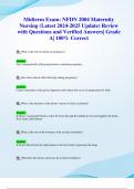 Midterm Exam&colon; NFDN 2004 Maternity Nursing &lpar;Latest 2024-2025 Update&rpar; Review with Questions and Verified Answers&vert; Grade A&vert; 100&percnt; Correct
