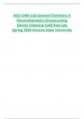 ASU CHM 116 General Chemistry II  Electrochemistry &lpar;Constructing  Electro Chemical Cell&rpar; Post Lab  Spring 2024 Arizona State University