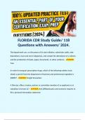 FLORIDA CDR Study Guide&sol; 118 Questions with Answers&sol; 2024&period; 