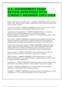 U&period;S&period; GOVERNMENT EXAM REVIEW QUESTIONS WITH CORRECT ANSWERS 100&percnt; 2024