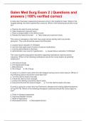 Galen Med Surg Exam 2 &vert; Questions and answers &vert; 100&percnt; verified correct 