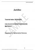 Tutorial letter 202&sol;0&sol;2022  CALCULUS IN HIGHER DIMENSIONS MAT2615   Department of Mathematical Sciences