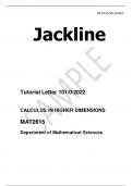  Tutorial Letter 101&sol;0&sol;2022  CALCULUS IN HIGHER DIMENSIONS  MAT2615 Department of Mathematical Sciences