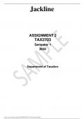  ASSIGNMENT 2 TAX3703 Semester 1 2022    Department of Taxation
