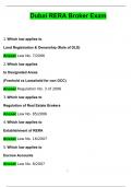 Dubai RERA Broker Exam Questions with 100&percnt; Correct Answers &vert; Verified &vert; Latest Update