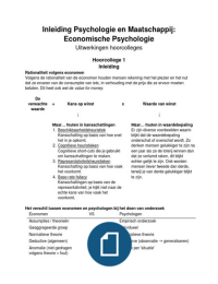 Economische psychologie Uitwerkingen Hoorcolleges