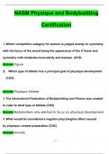 NASM Physique and Bodybuilding Certification Exam 2025 Questions with 100&percnt; Correct Answers &vert; Verified &vert; Latest Update