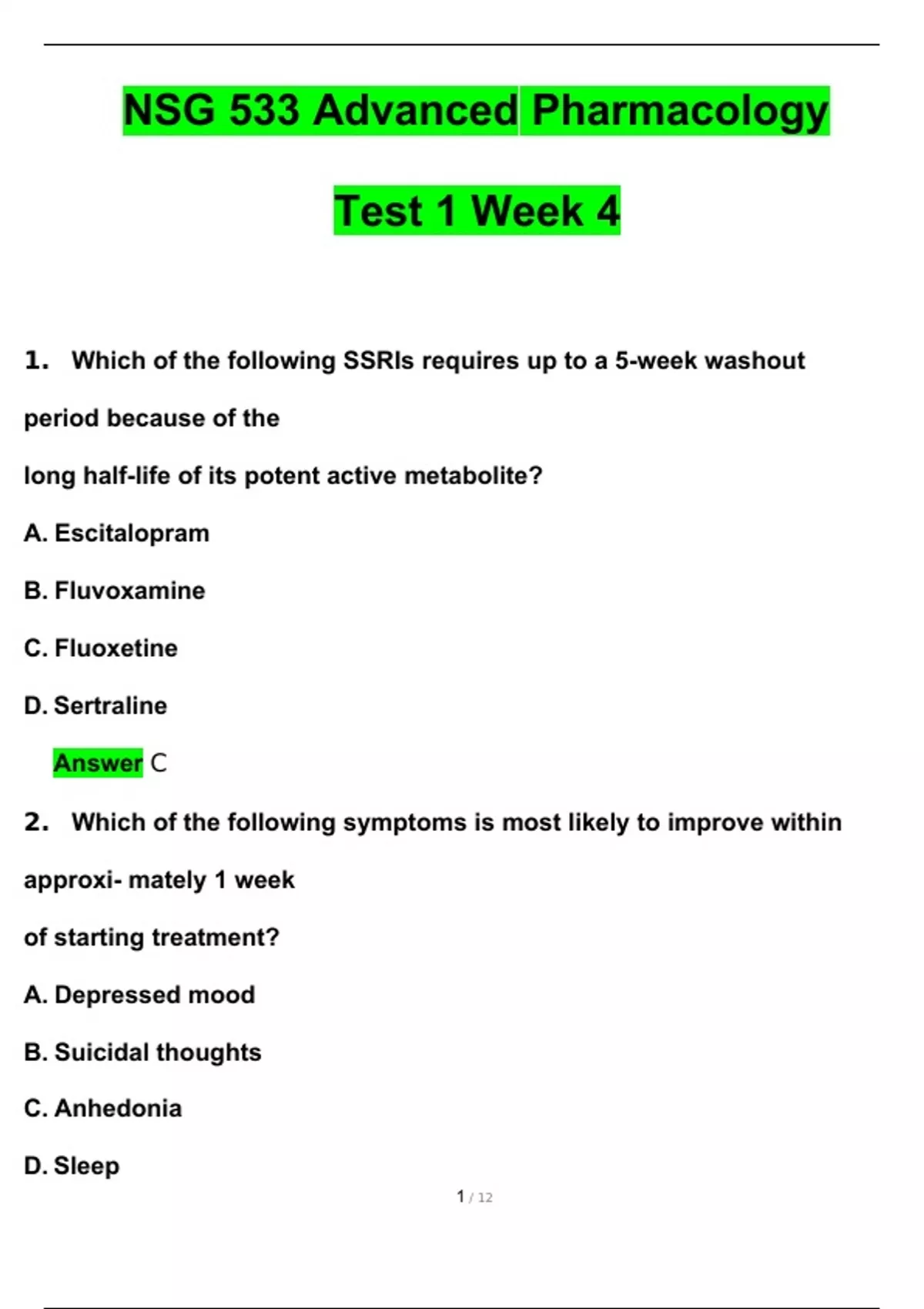 Exam 1, Exam 2, Exam 3 & Exam 4: NSG530 / NSG 530 (Latest 2025 / 2026 ...