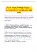  Edexcel A level Religious Studies&colon; 1&period;1 Environmental Issues May 2024 Exam Review Questions and Answers 100&percnt; Pass