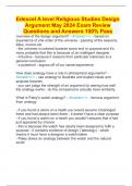 Edexcel A level Religious Studies Design Argument May 2024 Exam Review Questions and Answers 100&percnt; Pass