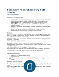 Samenvatting Food Chemistry FCH 20806