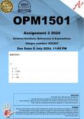 OPM1501 Assignment 3 &lpar;COMPLETE ANSWERS&rpar; 2024 &lpar;839387&rpar; - DUE 8 July 2024
