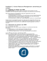 Hoofdstuk 1, 3, 4, 14 Samenvatting Human Resource Management, leerboek HRM, Frits Kluijtmans, h