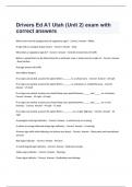 Drivers Ed A1 Utah &lpar;Unit 2&rpar; exam with correct answers