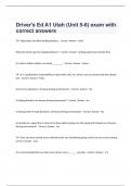 Driver's Ed A1 Utah &lpar;Unit 5-6&rpar; exam with correct answers