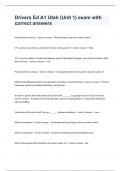 Drivers Ed A1 Utah &lpar;Unit 1&rpar; exam with correct answers