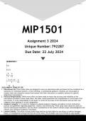 MIP1501 Assignment 3 &lpar;ANSWERS&rpar; 2024 - DISTINCTION GUARANTEED