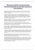 Wisconsin Health Insurance Exam  General Disability Actual 2024 Questions  and Answers