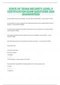 STATE OF TEXAS SECURITY LEVEL II CERTIFICATION EXAM QUESTIONS 2024 &vert;GUARANTEED