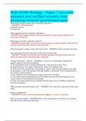 AQA GCSE Biology - Paper 1 accurate answers and verified answers best studying material guaranteed pass&period;