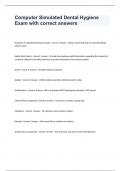 Computer Simulated Dental Hygiene Exam with correct answers