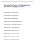 Names of the Teeth and Their Location exam with complete solutions