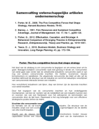 Samenvatting &lpar;NL&rpar; Porter&comma; Barney&comma; Teece&comma; Fisher 