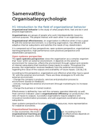 Organization Psychology abstract H1, 2, 3, 4, 6, 7, 8, 10, 11, 12, 14, and 15