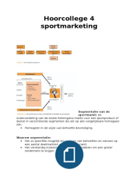 Hoorcolleges Sportmarketing, communicatie en M&O