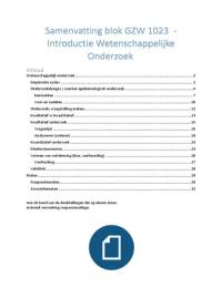 Samenvatting GZW1023 introductie wetenschappelijk onderzoek (methodologie & epidemiologie)