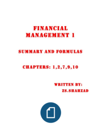 Financial Management 1, Notes and Formulas