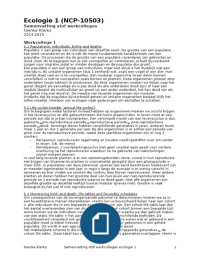 Samenvatting stof werkcolleges Ecologie 1 &lpar;NCP-10503&rpar; Nienke Klerks