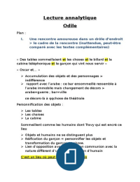 Lieu de rencontre - Odile - Raymond Queneau - Lecture analytique 