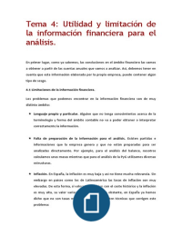 Utilidad y limitación de la información financiera para el análisis. 