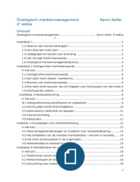 Strategisch merkmanagement, Keller 4e editie H1 t/m 13