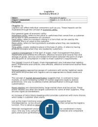 Principles of Logistics Summary - IBMS Year 1