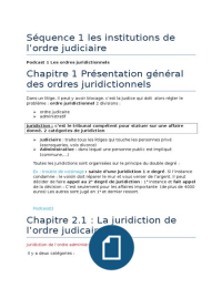Droit Civil: Séquence 1: les institutions de l'ordre judiciaire