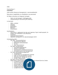 &lpar;TENTAMENACTIE&rpar; HRM samenvatting tentamen 1 Business Studies