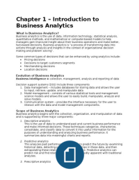 Summary of Business Analytics - James R. Evans - Information Systems - University of Twente - International Business Administration - FAIS module