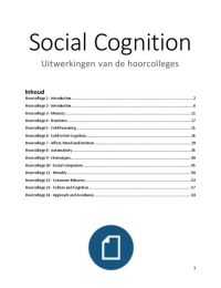Social Cognition Uitwerkingen Hoorcolleges