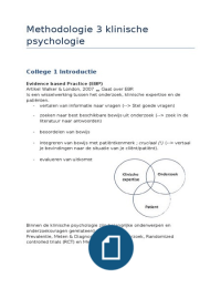 Volledige samenvatting Boek  hoorcolleges Methodologie3 klinische psychologie. jaar 15/16