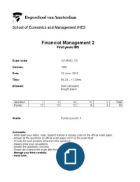 Tentamen Financial Management 2 1e jaar
