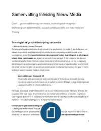 Uitgebreide samenvatting Inleiding Nieuwe Media en Digitale Cultuur