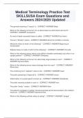 Medical Terminology Practice Test  SKILLSUSA Exam Questions and  Answers 2024&sol;2025 Updated