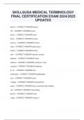 SKILLSUSA MEDICAL TERMINOLOGY  FINAL CERTIFICATION EXAM 2024&sol;2025  UPDATES