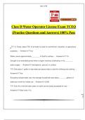 Class D Water Operator License Exam TCEQ &lpar;Practice Questions and Answers&rpar; 100&percnt; Pass